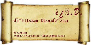 Öhlbaum Dionízia névjegykártya